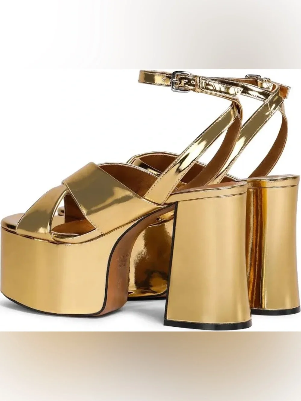 Marni Gold Leather Platform Sandals Size 38